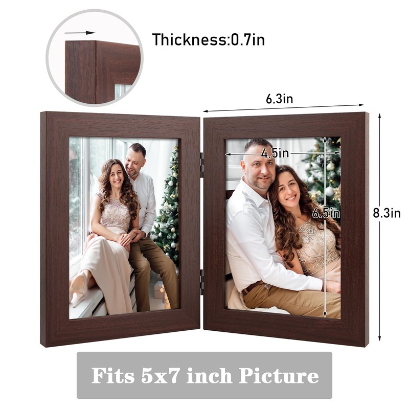 Frametory, 5x7 Double Picture Frame - Real Glass Hinged 2