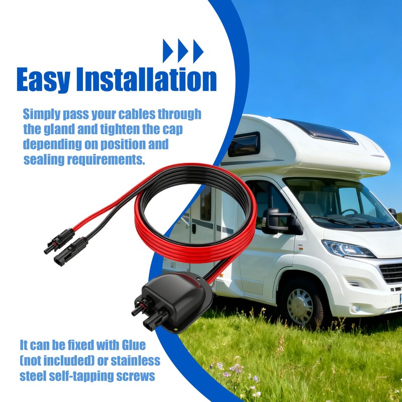 Solar Cable Entry Gland with 3FT 10AWG Solar Extension Cable