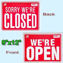 2 Signs- 1 Business Hours & 1 We're Open/Sorry We're Closed Flexible Heavy Thick Plastic 9"x12"