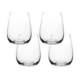 over&back 18oz Traditional Glassware - Set of 4 Classic Stemless Drinking Glasses for Parties, Get-togethers, and More - Mouth-Blown - Wine Cups for Kitchen and Dining Room - Clear