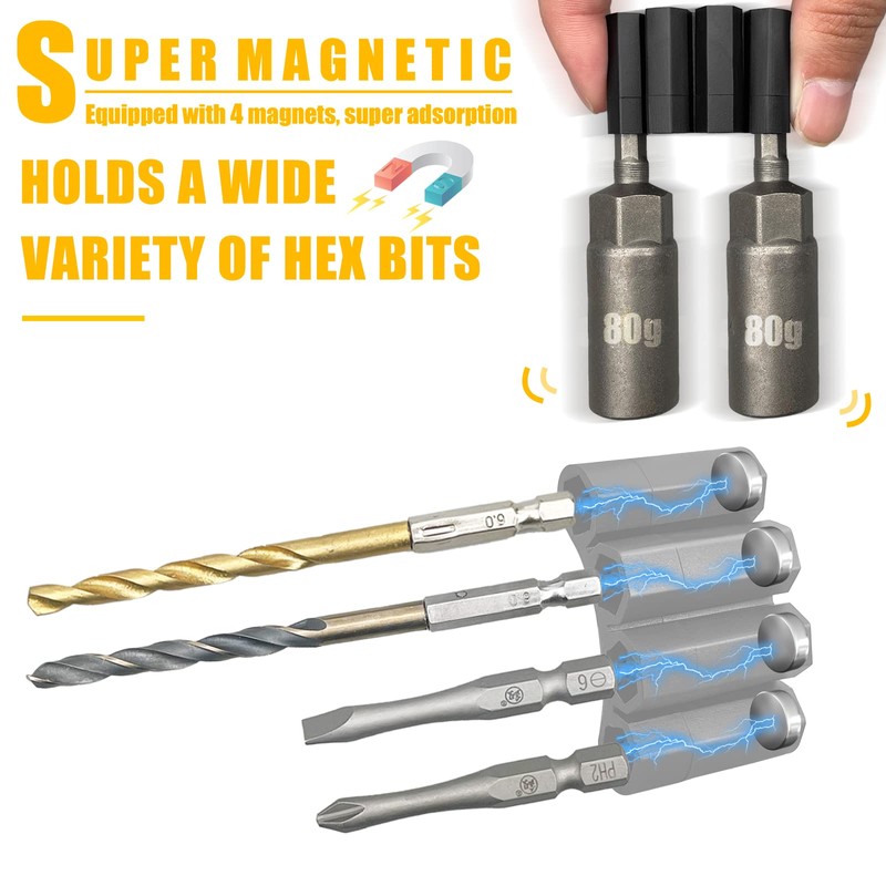 2 Pack Upgraded Magnetic Bits Holster Attach to Drill,Universal Fit
