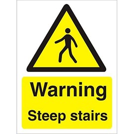 Seco Warning Steep Stairs Sign, 150mm x 200mm - 1mm Semi Rigid Plastic