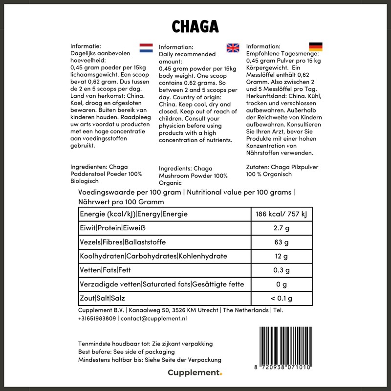 Cupplement - Chaga Capsules 60 Pieces - Organic - 500