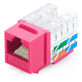 Everest Media Solutions 90° Angled CAT6 Keystone Jack in Pink - Slim Profile RJ45 Ethernet Connector - Compatible with 90° Angled Speed Termination Tool - easyJACK (B094WB91H3) - 10-Pack