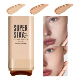 Base De Maquillaje, Corrector Y Contorno En Barra + Pincel