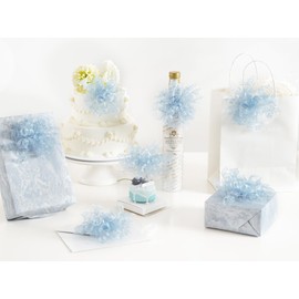 HUIHUANG Blue Bows for Gift Wrapping Burst Curly Gift Bows 5 inch x 8 Counts Self-Adhesive Curly Ribbon Bow for Presents, Treat Bags, Baby Shower Favors, Wrapping Accessories, Party Decor