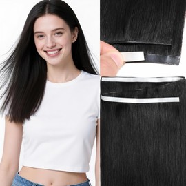 Loxxy Tape in Human Hair Extensions, Natural Black, One Piece Long Weft Tape in Extensions, Strengthened Flexi Bond Weft Width 31.5" (80cm) 22 Inch 60G
