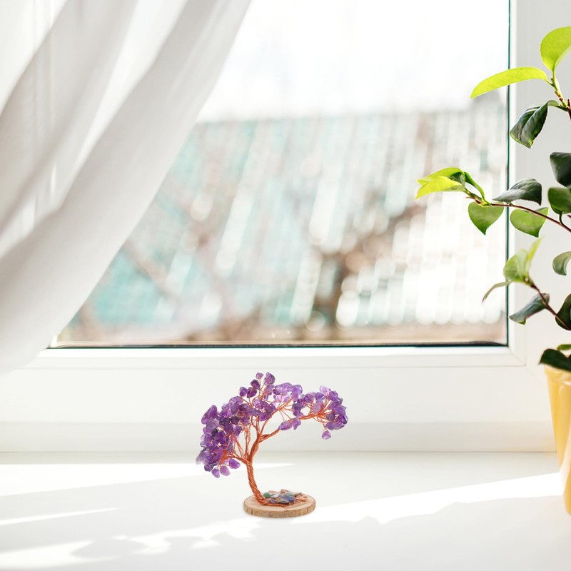 NOLITOY Realistic Amethyst Crystals Tree Natural Gemstone for Home Decor