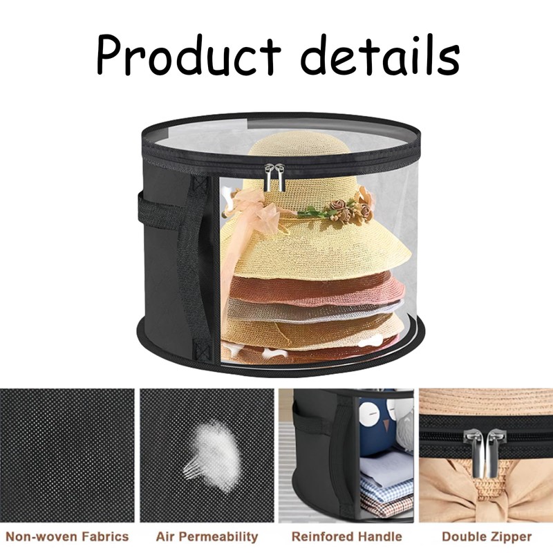 SSKHE 1PCS Hat Box With Lid,Round Hat Storage Box,Travel Storage