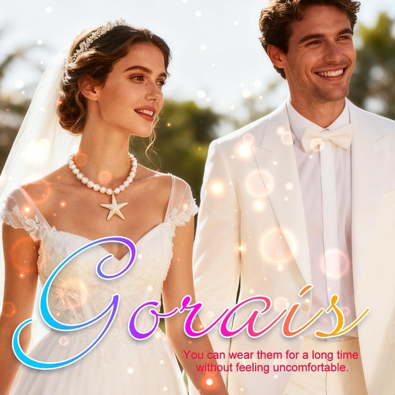 GORAIS Starfish Beach Wedding Jewelry Sets Silver Pearl Mermaid Necklace