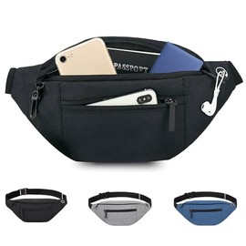 Riñonera de casual para hombres y mujeres,correa de hombro ajustable multifuncional,bolso cruzado con 4 bolsillos con cremallera, adecuado para hacer ejercicio,correr (negro-04)