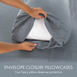 ClevaHome Twin Size Sheet Set - 4 Piece Soft Breathable Luxury Bed Sheet Set - Shrinkage & Fade Resistant Embroidered Bedding Sheet with Deep Pocket, 2 Extra Pillowcases (Twin, Quarry)