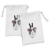 Lunarable Funny Fabric Pouch Set of 2, Little Rabbit in