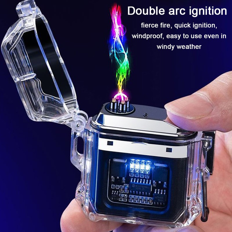 Electric Lighter Double Arc Electronic Pulse Lighter Windproof & Waterproof