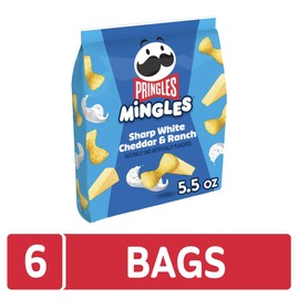 Pringles Mingles Puffed Snacks, Sharp White Cheddar and Ranch, Cheese Puffs, Salty Snacks (6 Bags)