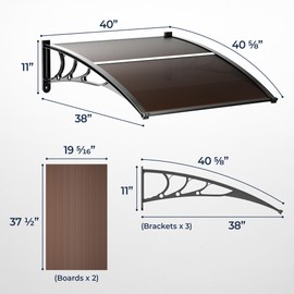 IDZO Awnings for Doors, SPF 50+ UV-Protective Window Awning Exterior with Aluminum Alloy Connector, Use for Front Doors/Windows Overhang Awning for Sun Shutter, UV, Rain, Snow Protection