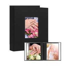 72 Pockets 6x4 Photo Album, Small Photo Album 4x6, Mini Photo Albums 4x6, Linen Cover Small Photo Book with Front Window, Mini Photo Books for 6x4 Baby Wedding Family Pictures (Black)