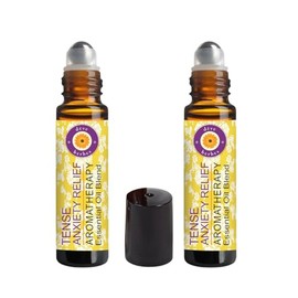 Deve Herbes TENSE ANXIETY RELIEF - Aromatherapy Essential Oil Blend of Sandalwood, Lavender, Clary Sage, Roman Chamomile & Patchouli Essential Oils 10ml X 2 (0.22oz)