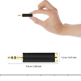 tisino 1/4 to 3.5mm Stereo Adapter, 1/4 inch Female to 1/8 inch Male Mini Jack Aux Converter Headphone Adapter - Black, 1PCS