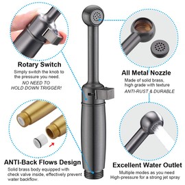 SonTiy Bidet Hand Shower Set, Bathtub Bidet Attachment, Shower Head with Adjustable Pressure & Bracket, Hose, Brass Bidet Fittings, for Toilet, Personal Hygiene