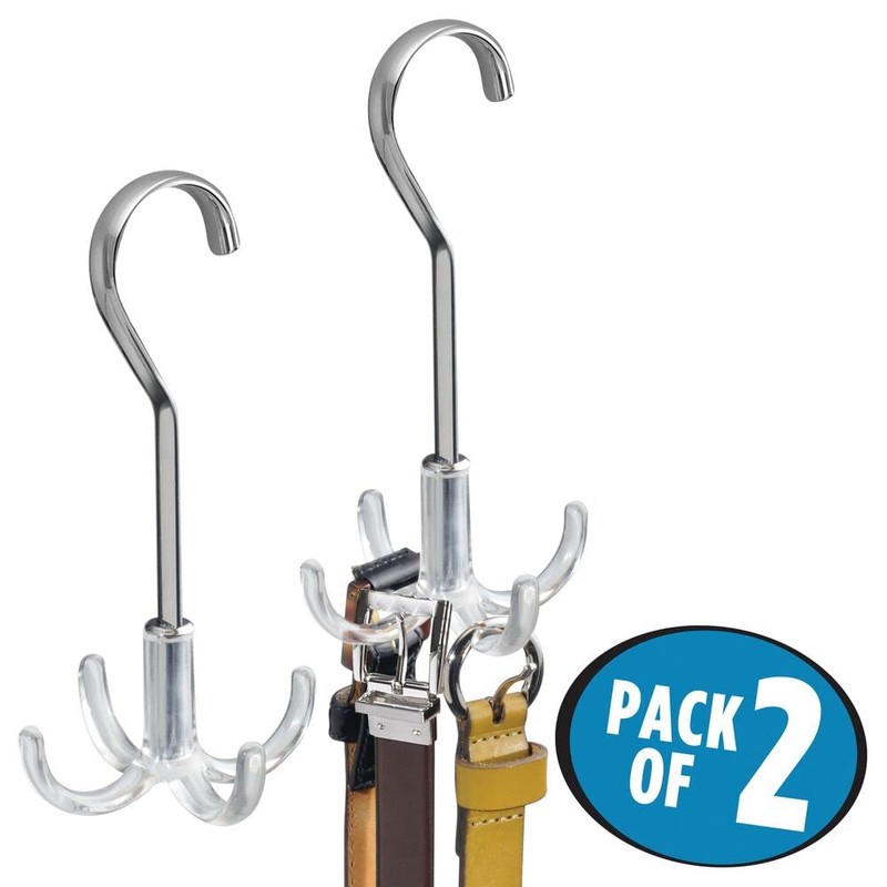 mDesign Set of 2 Closet Organisers with Four Hooks -