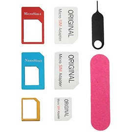 subtel® SIM Card Adapter 5 in 1 Organiser Set Micro SIM Nano SIM Standard SIM Card Adapter Kit SIM Card Slot SIM Card Adapter Metal