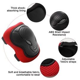 Children's Knee Pads, Knee and Elbow Pads Set, Protectors Inline Skates Children, Protectors Children 3-8 for Skateboard, Cycling (Eelbow, Knee Pads, Wrist) (Red)