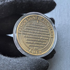 Saint Christopher Challenge Coin Traveler Prayer Coin