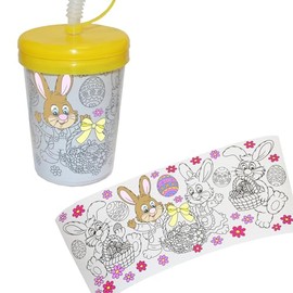 Widdle Gifts Easter Arts and Crafts Children Activities - Colour Your own Re-Useable Cup with Straw Age 6+