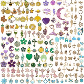 200PCS Charms for Jewelry Making, Small Accessories Ornaments Oil-drop Alloy Bracelets Necklaces Pendants Key RingS Pendants, Assorted Pendants Earring for Bracelet Necklace DIY Jewelry Making Craft