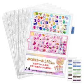 Hueapion Seal Storage Refills, A4, 3 Pockets, Set of 20, 11 Holes, Sticker Storage, Collection Storage, Ticket Holder, Live Ticket, Postcard Storage, Index Stickers, 12.2 x 9.1 inches (310 x 230 mm)