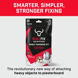 Bullfix Shelf Fixing Kit - Heavy Duty Plasterboard Fixings for Shelves, 4 Bullfix Universal Fixings with Collars and a 20mm Drillbit, Heavy-Duty Shelving Mounting Kit