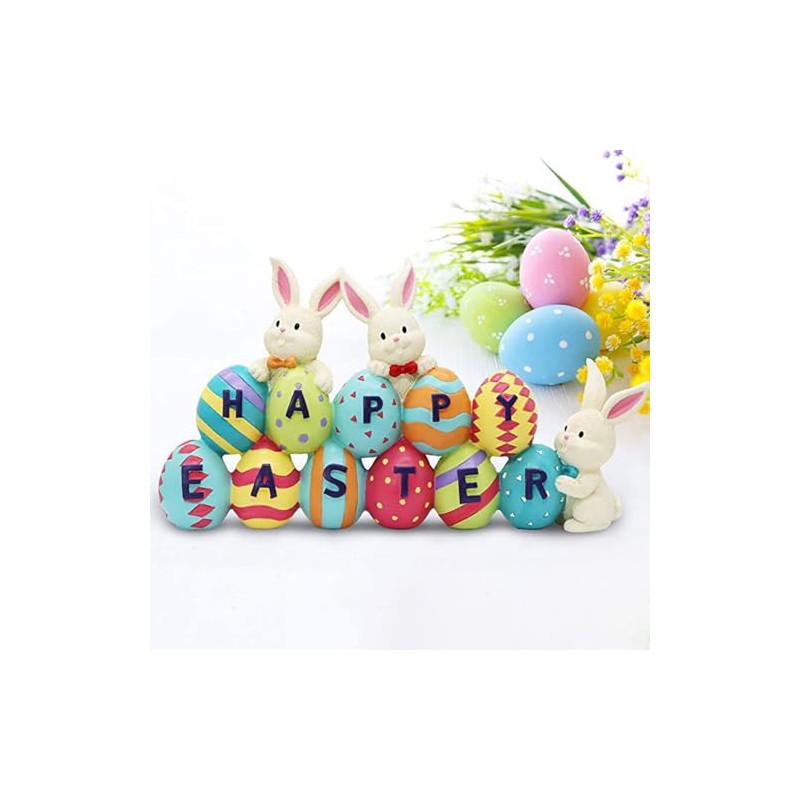 Soulnioi Bunny and Egg Figurine Centerpiece Decoration Easter Tabletop Decoration