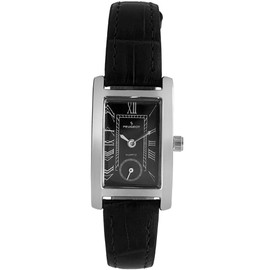 Peugeot Women Contour Tank Shape Case Watch with Roman Numerals, Remote Sweep & Genuine Leather Band