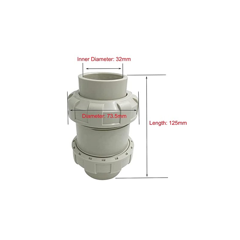 Diameter 32 mm Check Valve, Grey, Water Barrier, Leakage Protection,