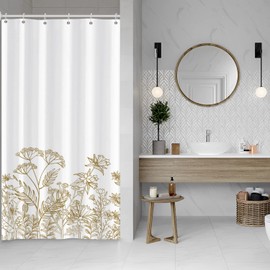 Uiiooazy White Shower Curtain for Bathroom Wild Flowers Fabric Stall Shower Curtains Waterproof Leaves 36x72inches Small Bathtub Shower Curtain with Hooks