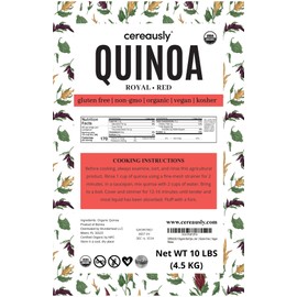 CEREAUSLY Organic Red Quinoa – Premium Royal Quinoa from Bolivia – Kosher and Non-GMO Quinoa Bulk – Vegan and Gluten-Fee Cooking Quinoa – 10 LB
