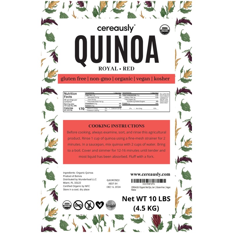CEREAUSLY Organic Red Quinoa – Premium Royal Quinoa from Bolivia