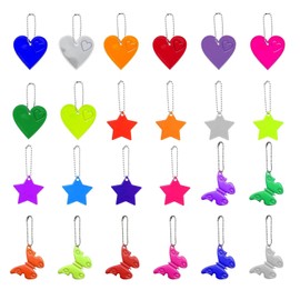 W Rxkiocs Pack of 24 Star Reflector Reflector Pendants Children Esteopt Reflector Easy Hanging Highly Reflective Light Suitable for Clothing School Bag Running Riding Pets