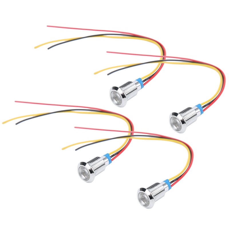 4 Sets PreWired Round LEDs Waterproof 2Color Indicator Common Cathod