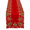 Grelucgo Embroidered Christmas Holiday Holly Tree Large Table Runner And