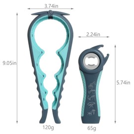 Jar Opener for Weak Hands, Seniors with Arthritis, 5 in 1 Multi Function Bottle Opener Lid Opener for Arthritic Hands with Non Slip Rubber Jar Opener Gripper Pad(5-Piece Set, Blue)