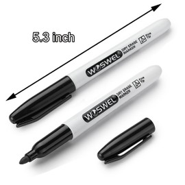 WOSWEL Dry Erase Markers,24 Pack Black Fine Tip Whiteboard Markers, Round Point Low Odor Dry Erase Marker for School Office and Home