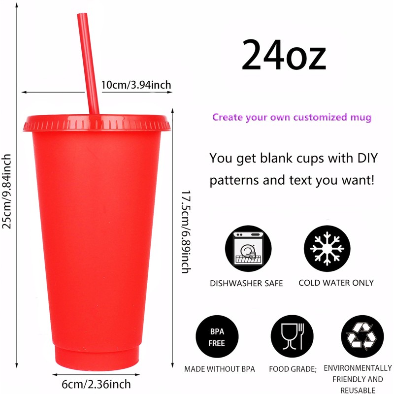 Reusable 24 Oz,Plastic Cups, (10, Rot)