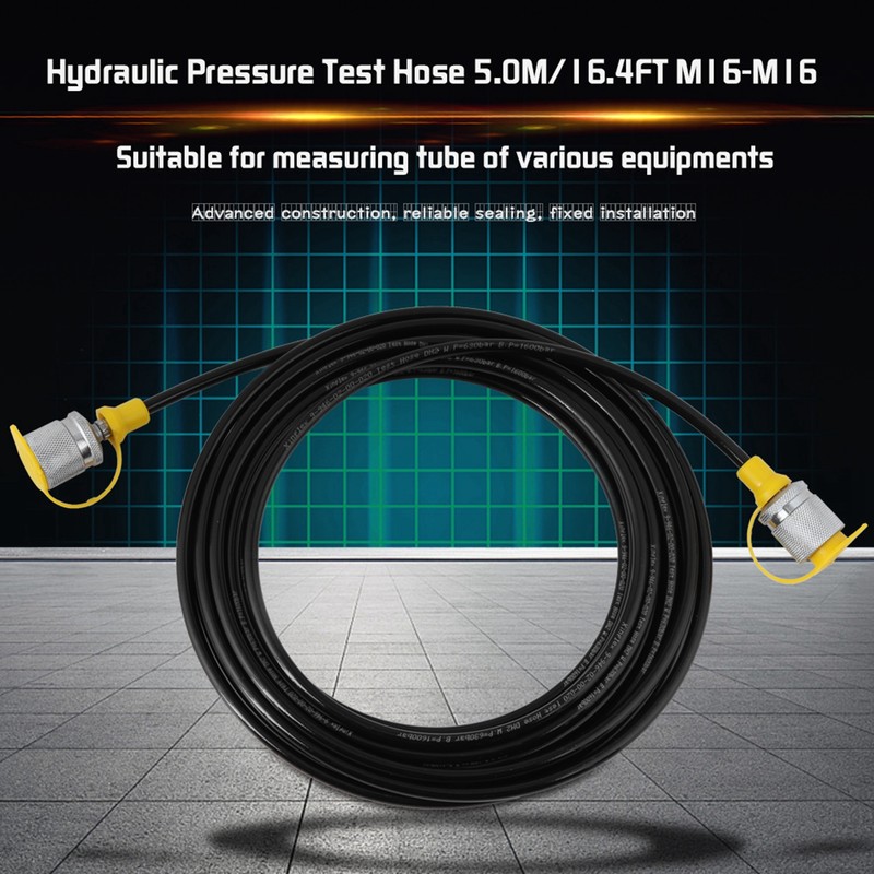 1pc 64MPa Hydraulic Pressure Test Hose 5.0M/16.4FT M16-M16 Female Liquid