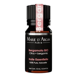 Aceite Esencial de Bergamota Marie d'Argan, 100% Natural, Orgánico, Vegano, 10 ml, Grado Terapéutico, Aromaterapia, Difusor, Humidificador, Meditación