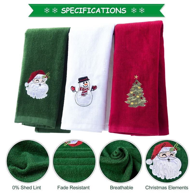 BYAWAY Christmas Hand Towels - Decorative Set, 25" x 16",