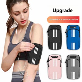 Adjustable Sports Armband for 7 Inch Phones - PU Leather Running, Hiking, Fitness Arm Strap Bag with Secure Zip and Headphone Access