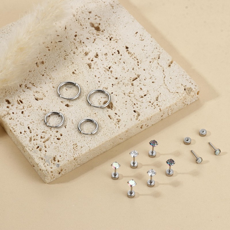 FUNRUN JEWELRY Surgical Steel Earrings for Women Men Hypoallergenic Stud