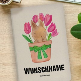 Mr. & Mrs. Panda DIN A4 Personalisiertes Notizbuch Hase Tulpen - Ostergeschenke, Osterdeko, Personalisierte Geschenke, Ostern Kinder,